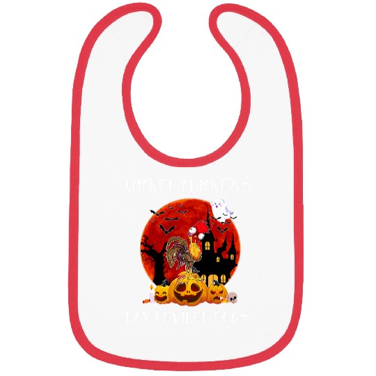 Farmer Wicked Chickens Lay Deviled Eggs Halloween Pumpkin Bibs