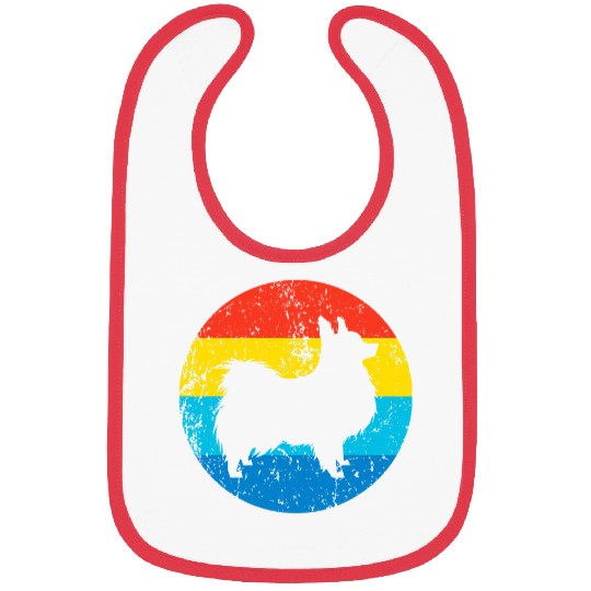 Papillon Pet Breed Silhouette Retro 1970s Circle Bibs
