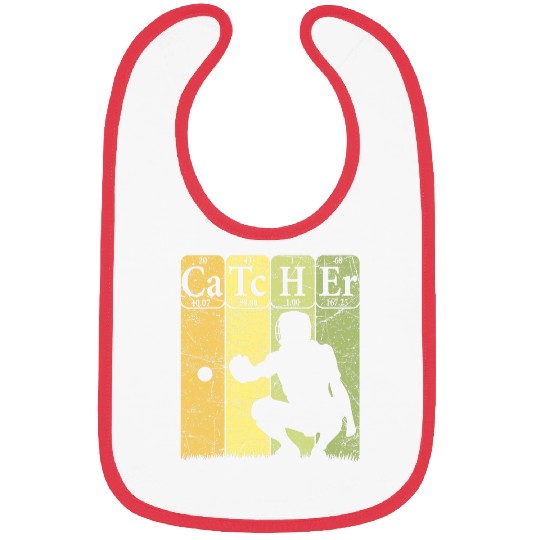 Sport Baseball Periodic Table Elements Nerd Baseball Catcher Retro 2 Bibs