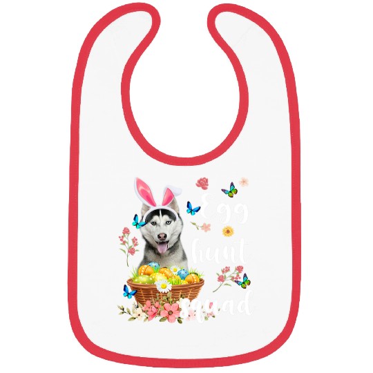 Husky Pet Happy Easter Day Colorful Egg Hunt Squad Bibs