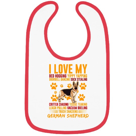 German Shepherd Pet I Love My Trash Snacking German Shepherd Lover 0 Bibs