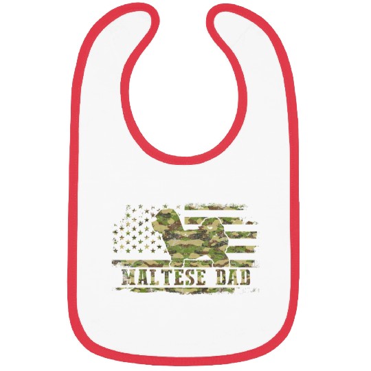 Maltese Pet Mens Maltese Dad Camouflage American Flag Patriotic Bibs