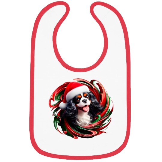 Cavalier Pet King Charles Spaniel Dog Black White Christmas Bibs
