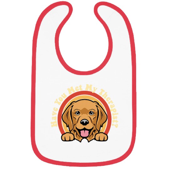 Golden Retriever Pet Emotional Support Therapy Dog Golden Retriever Breed Retro Bibs