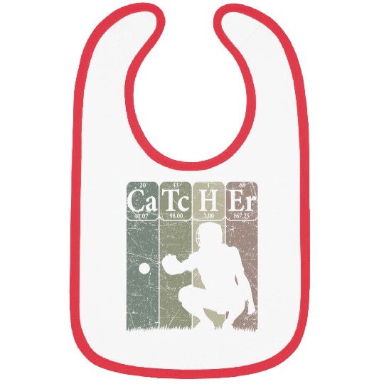 Sport Baseball Periodic Table Elements Nerd Baseball Catcher Retro 21 Bibs