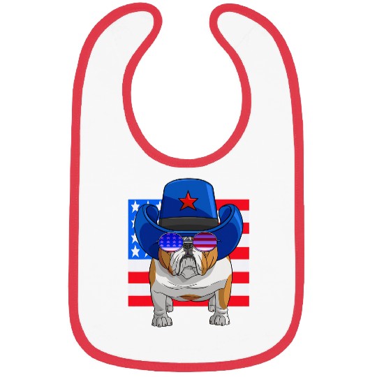 English Bulldog Pet 4th of July Merica USA Flag Patriotic Bibs