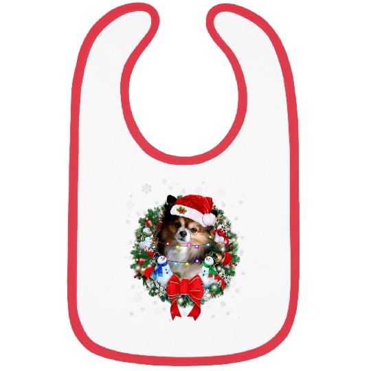 Papillon Pet Christmas Wreath Decoration xmass Pajamas Bibs