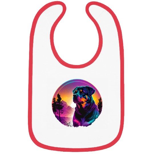 Rottweiler Pet Synthwave 80s Retrowave Aesthetic Bibs