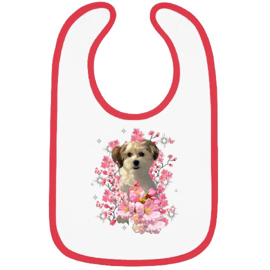 Chinese Crested Pet Powderpuff Cherry Blossom Flowers Bibs