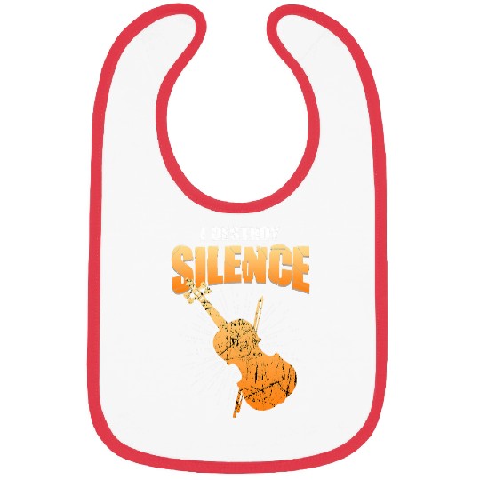 Funny Violin I Destroy Silence Violin Orchestra Tone String Music Design Bibs