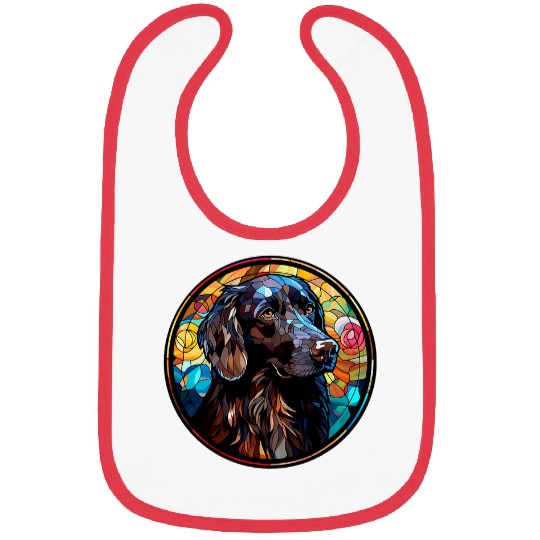 Flat Coated Retriever Pet Dog Stained Glass Leadlight Artistic 1 Bibs