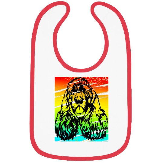 Cocker Spaniel Pet Cool Big Face Dog Tee Style Image of Cocker Spaniel Bibs