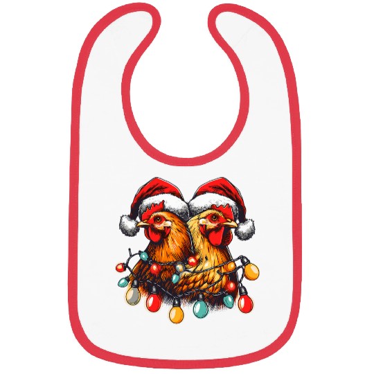 Funny Christmas Chickens xmass Hat Light Chicken Lover Farm 21 Bibs