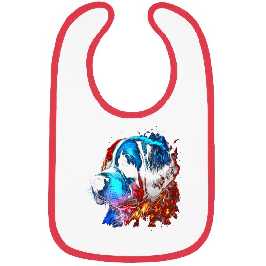 Saint Bernard Flames Cute Dog Lover Bibs