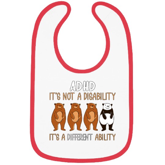 ADHD Ribbon Awareness Different Bears Attention Deficit Disorder Bibs