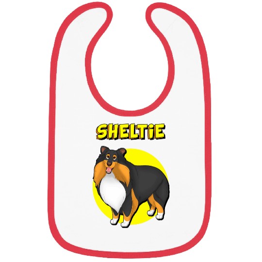 Cute Sheltie Black White Tan Shetland Sheepdog Bibs