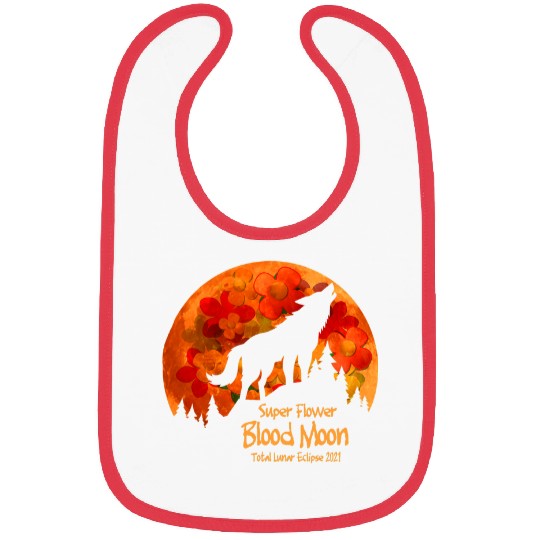 Coyote Mammal Super Flower Blood Moon Total Lunar Eclipse Howling wolfs v2 Bibs