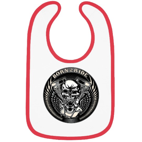 Biker Motorcycle 2 Cylinder Old School Born 2 Ride Greaser Bibs
