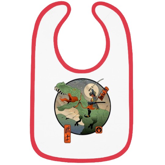 Dinosaur Pet Samurai Riding Dinosaur vintages Graphic Art Bibs