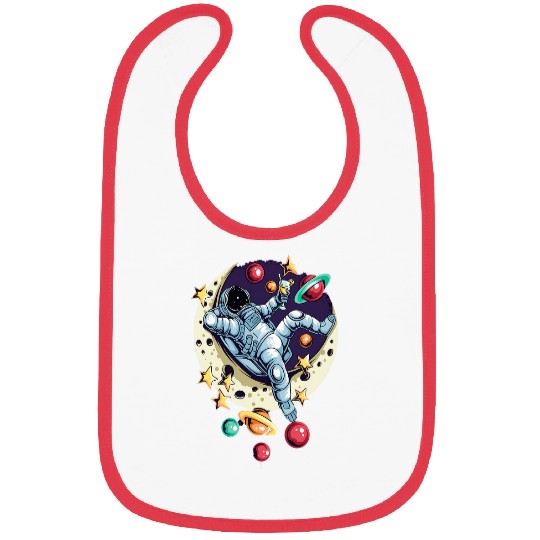 Astronaut serene mom on a Crescent Moon in Space among Stars Bibs