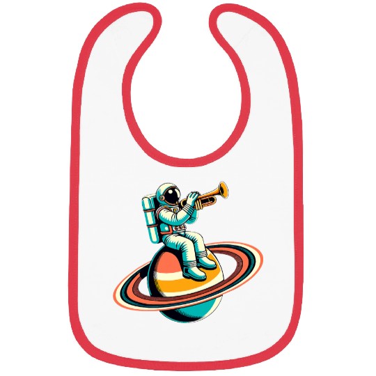 Astronaut Playing Trumpet On Saturn Trumpeter Instrument 1 Bibs