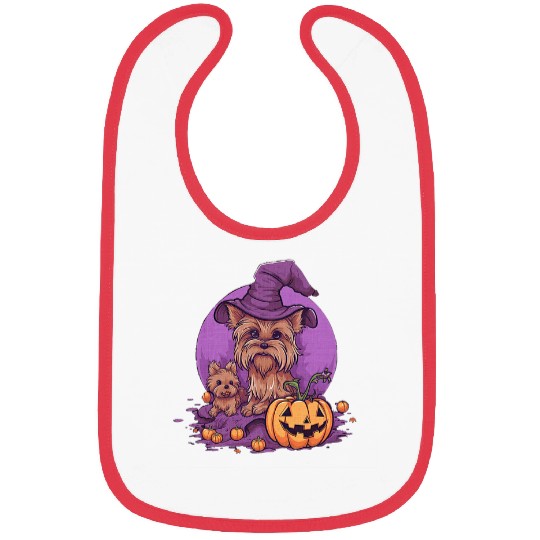 Pumpkin Yorkshire Terrier Dog October Fall Halloween Graphic Bibs
