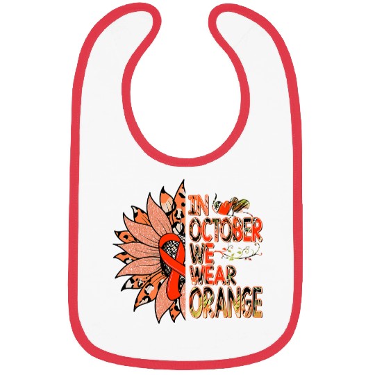 ADHD Ribbon Leopard Sunflower ADHD Awareness Orange Ribbon October Bibs