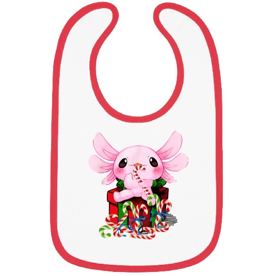 Axolotls Pet Candy Cane Merry and Bright Axolotls Kawaii Candy Costume 203 Bibs