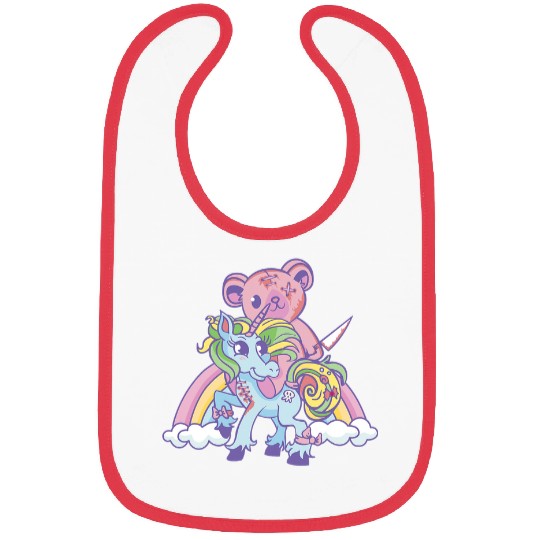 Unicorn Pet Creepy Pastel Goth Soft Goth emo Evil teddy bear Unicorn 2 Bibs