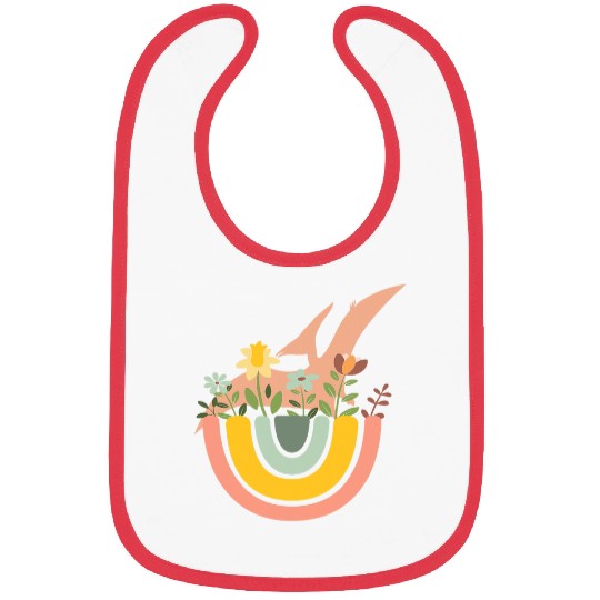 Dinosaur Pet Pterodactyl Dino Rainbow Boho Bohemian Flowers Bibs