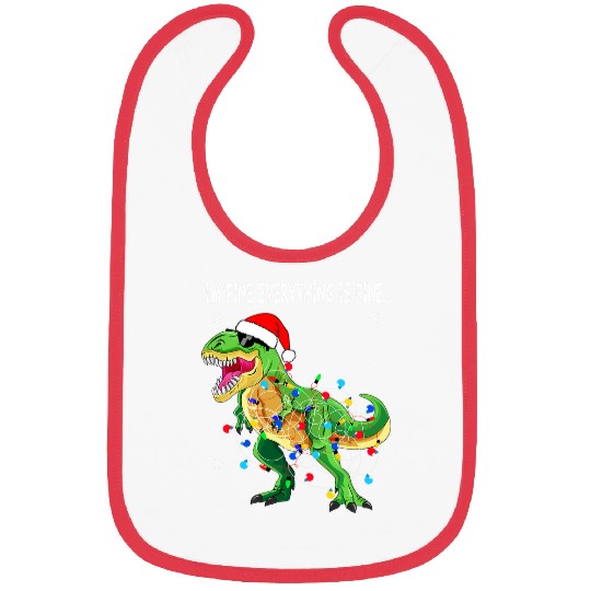 Dinosaur Pet Im Fine Everything Is Fine Christmas Lights t rex Bibs