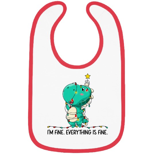 Dinosaur Pet Im Fine Everything Is Fine Christmas Lights Bibs