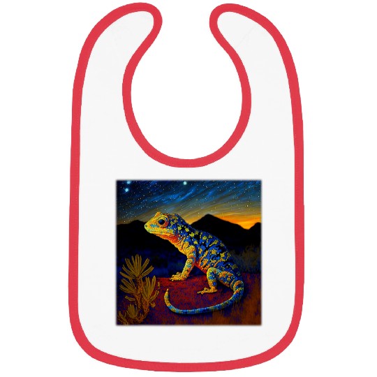 Gecko Pet Surrealism Starry Night Mediterranean Bibs