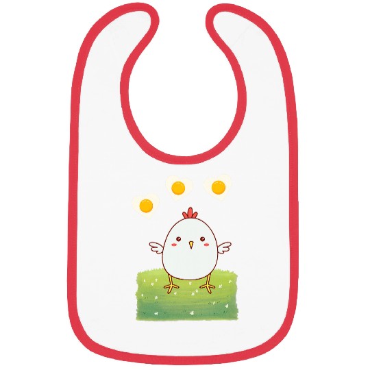 Chicken Pet Lover Design with Fried Egg Hearts 0 Bibs