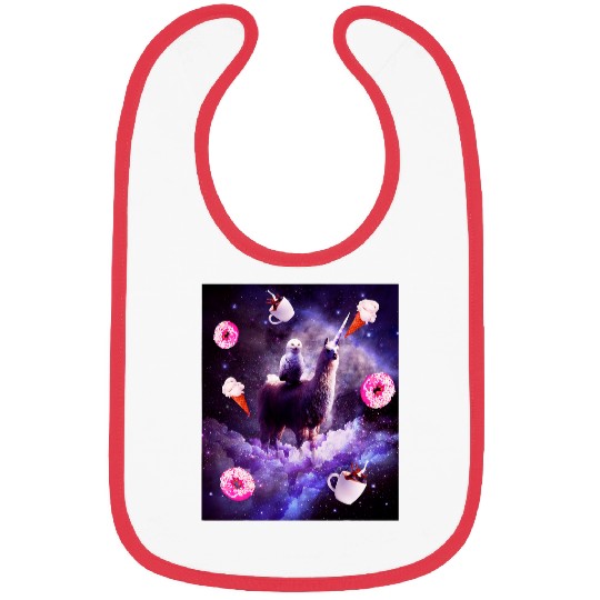 Llama Pet Outer Space Owl Riding Llama Unicorns Donut Bibs