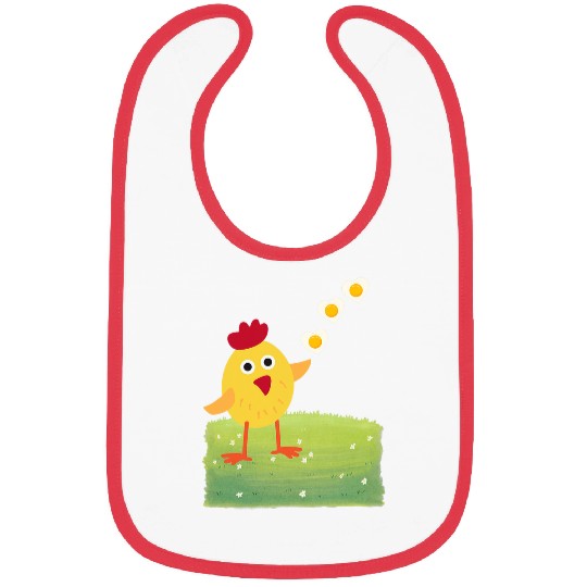 Chicken Pet Lover Design with Fried Egg Hearts Bibs