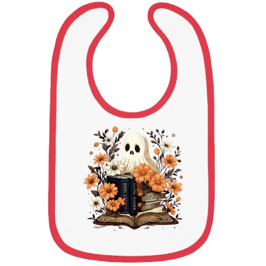Book Fun Cottagecore ghosts Reading Book Flower Librarian Halloween Bibs
