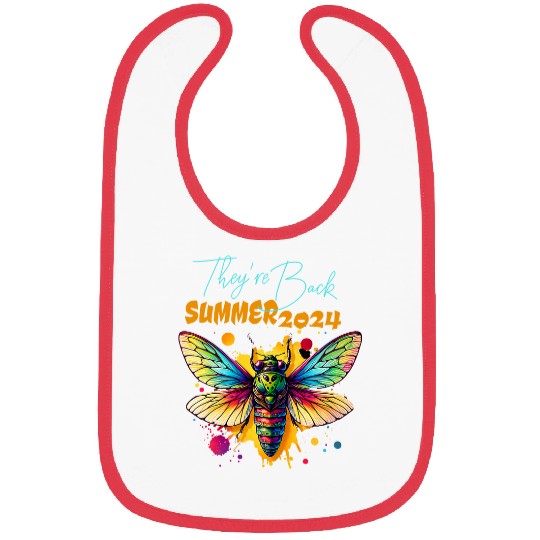 Funny Retro Comicstyle Entomologist Cicada Invasion 2024 Bibs