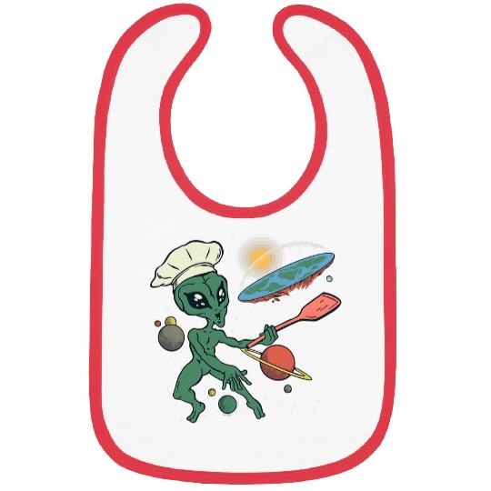 Aliens UFO Flat Earth Pizza Chef Bibs