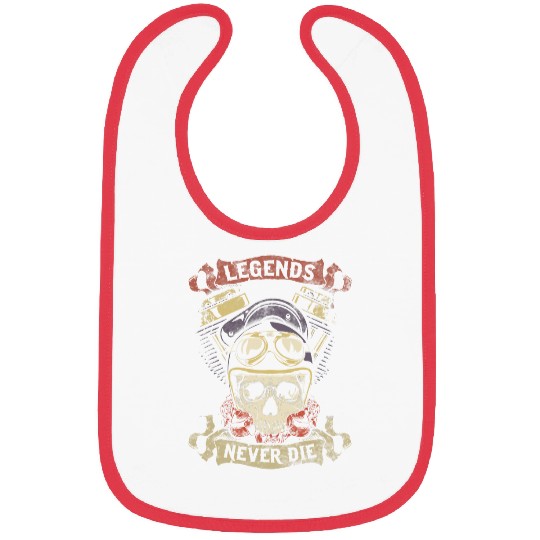 Skull Motorcycle Gift Biker Legends Never Die Dad Papa Bibs