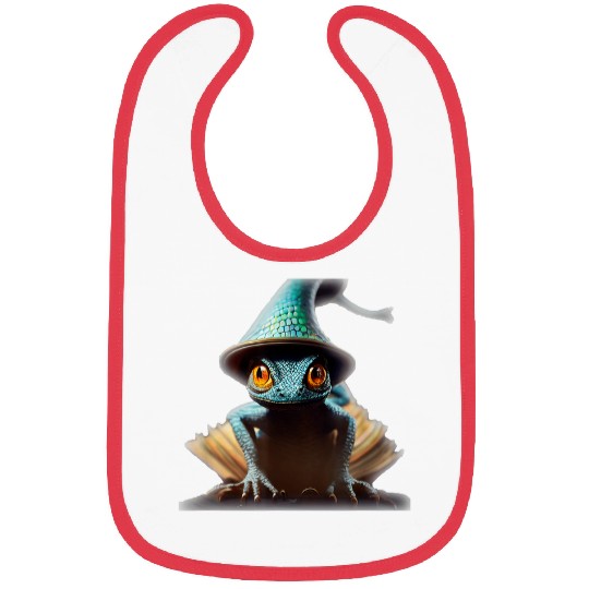 Book Fun Anthromorphic Tiny Wizard Lizard Wizard Hat Magic Bibs