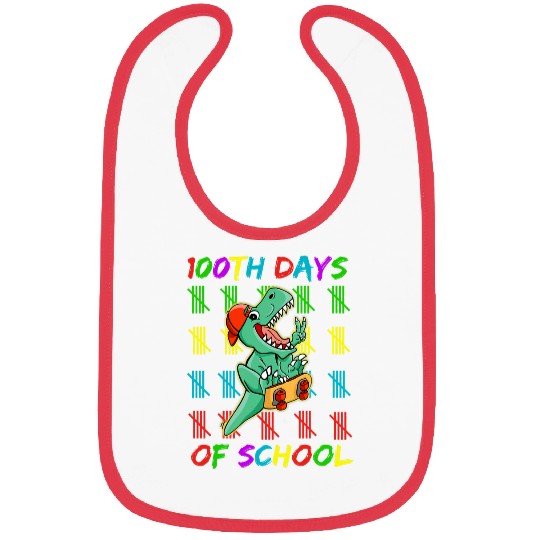 Dinosaur Pet Teacher Happy 100th Days Of School Skateboarding T rexs Hip Hop Bibs