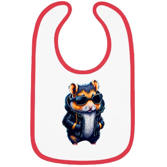 Cool 2fun hamster with sunglasses and leather jacket Bibs