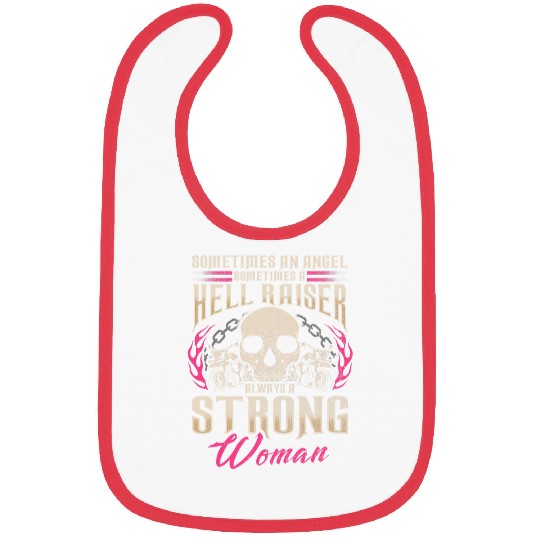 Motorcycle Gift Women Biker Angel Hellraiser Always Strong Bibs