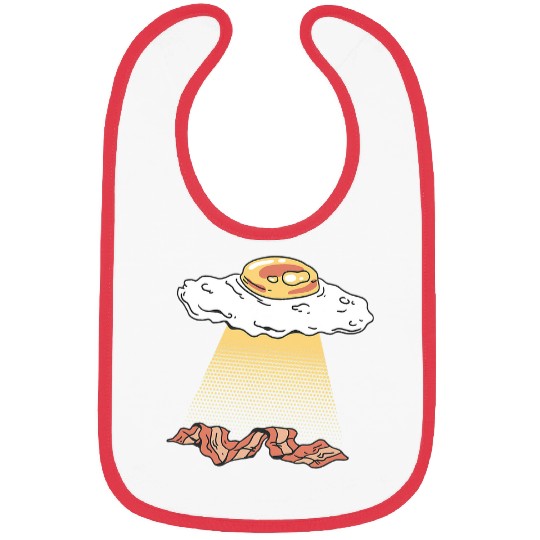 Aliens UFO Fried Egg and Bacon Alien Abduction Breakfast Bibs