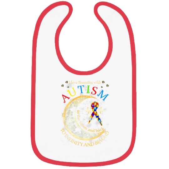 Autism Puzzle I Love Someone with Autism to the Moon and Back Bibs