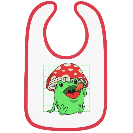 Frog Pet Cottagecore Aesthetic Strawberry Fruit Forest Toad Mushroom 056 Bibs