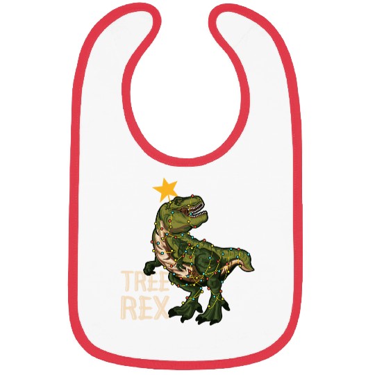 Dinosaur Pet TRex Pajamas Ugly Christmas Lights Tree rexs 5 Bibs