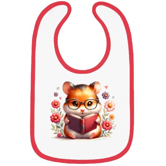 Book Fun Cute Hamster Reading Book Reader Bookworm Graphic Bibs
