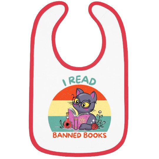 Book Fun Creepy Cat I Read Banned Books Funny Bookworms Reading Bibs